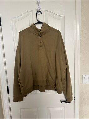 PINK Victoria's Secret Olive Zip-Up Henley Sweater